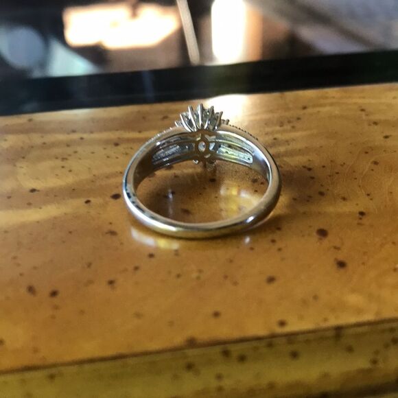 Natural Aquamarine Sterling Silver Halo Ring Size 8 - Picture 5 of 7